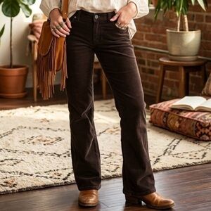 Urban Life Chocolate Brown Corduroy Straight Leg Pants Boho Cottagecore Y2K Chic